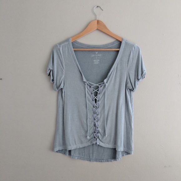 American Eagle Lace Up Top - Picture 1 of 2